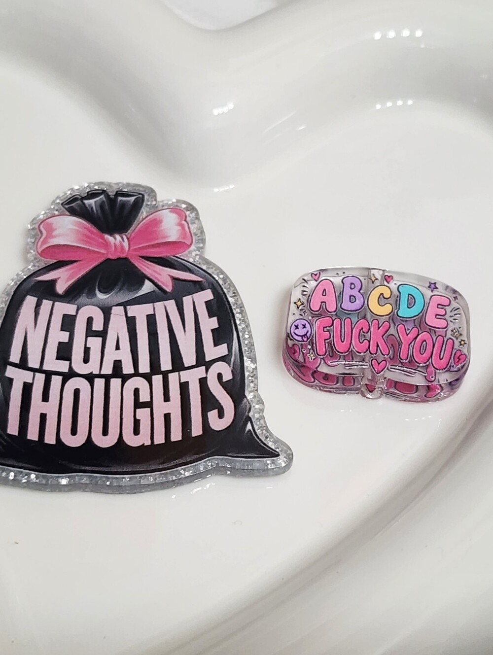 Negative Thoughts Flatback Focal Beads Badge Keychain Crafts Beaded Pen Badge